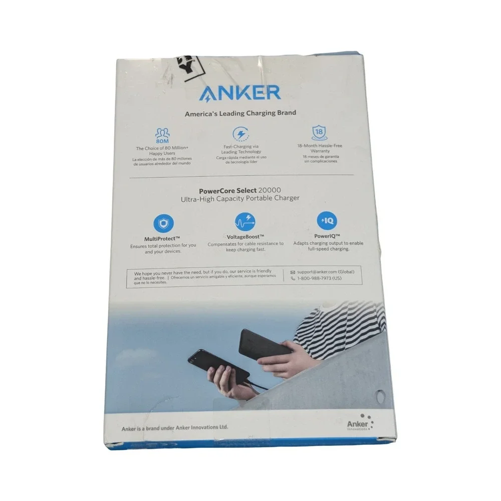 Qq8U Anker PowerCore Select 20000 mAh Power Bank Dual USB Fast Portable Used